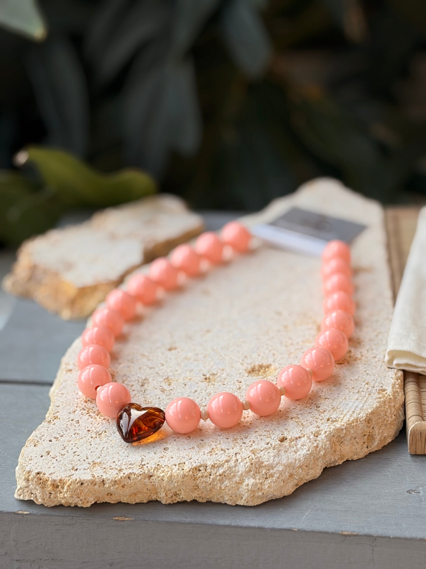 Collar bolas mandarina corazón degradé