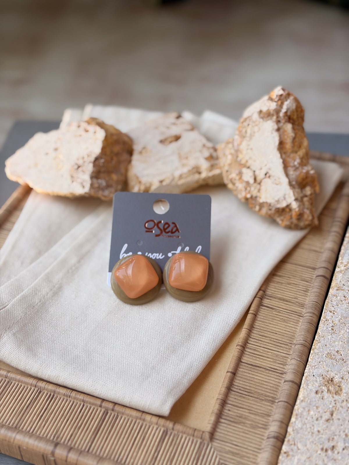 Topos en resina beige centro mandarina
