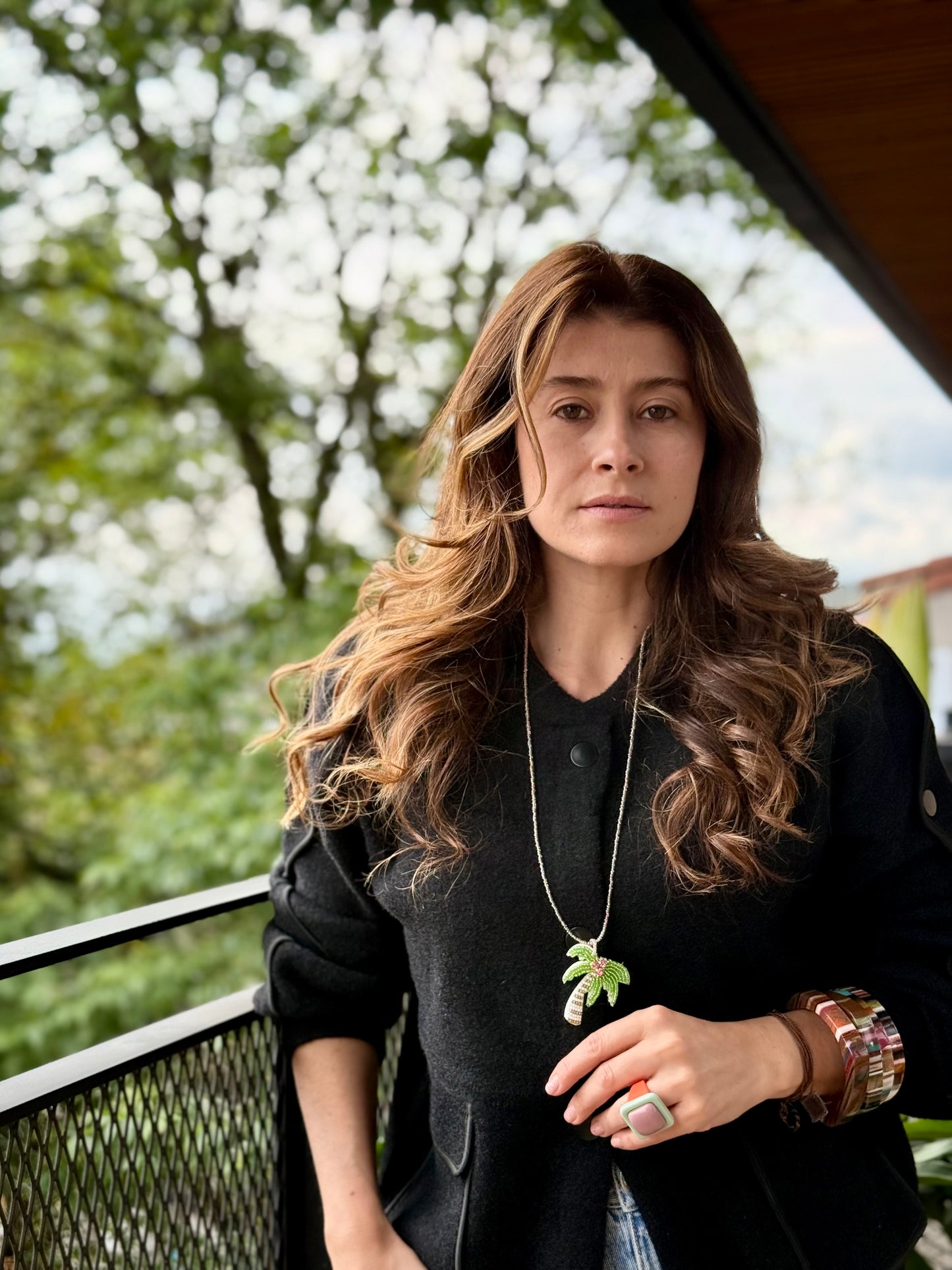 Collar palmera en mostacilla