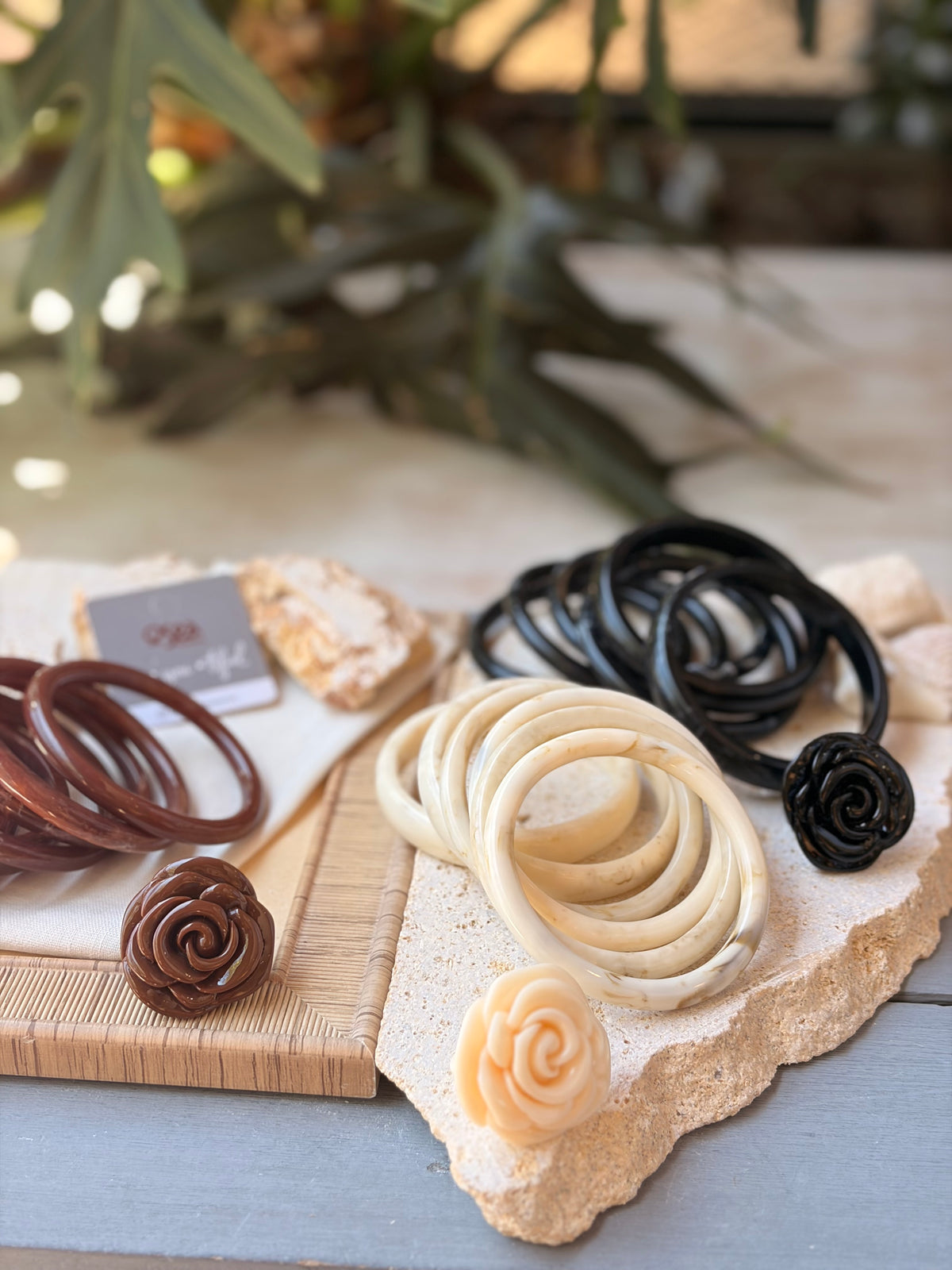 Set de aros o pulseras en resina