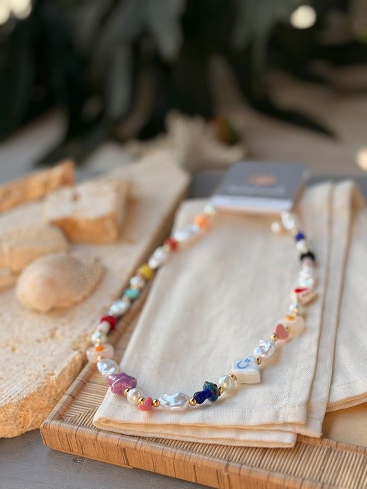 Collar jardín dijes variados nube y corazón