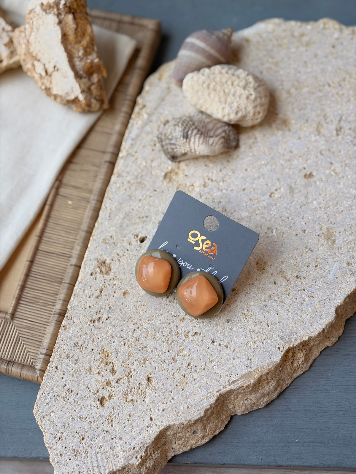 Topos en resina beige centro mandarina
