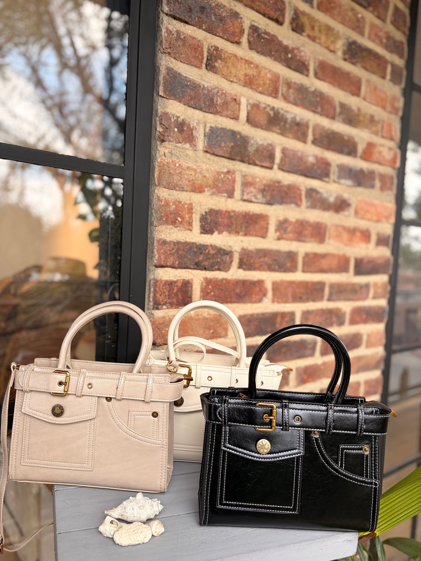 Bolso tipo cuero costura pantalón