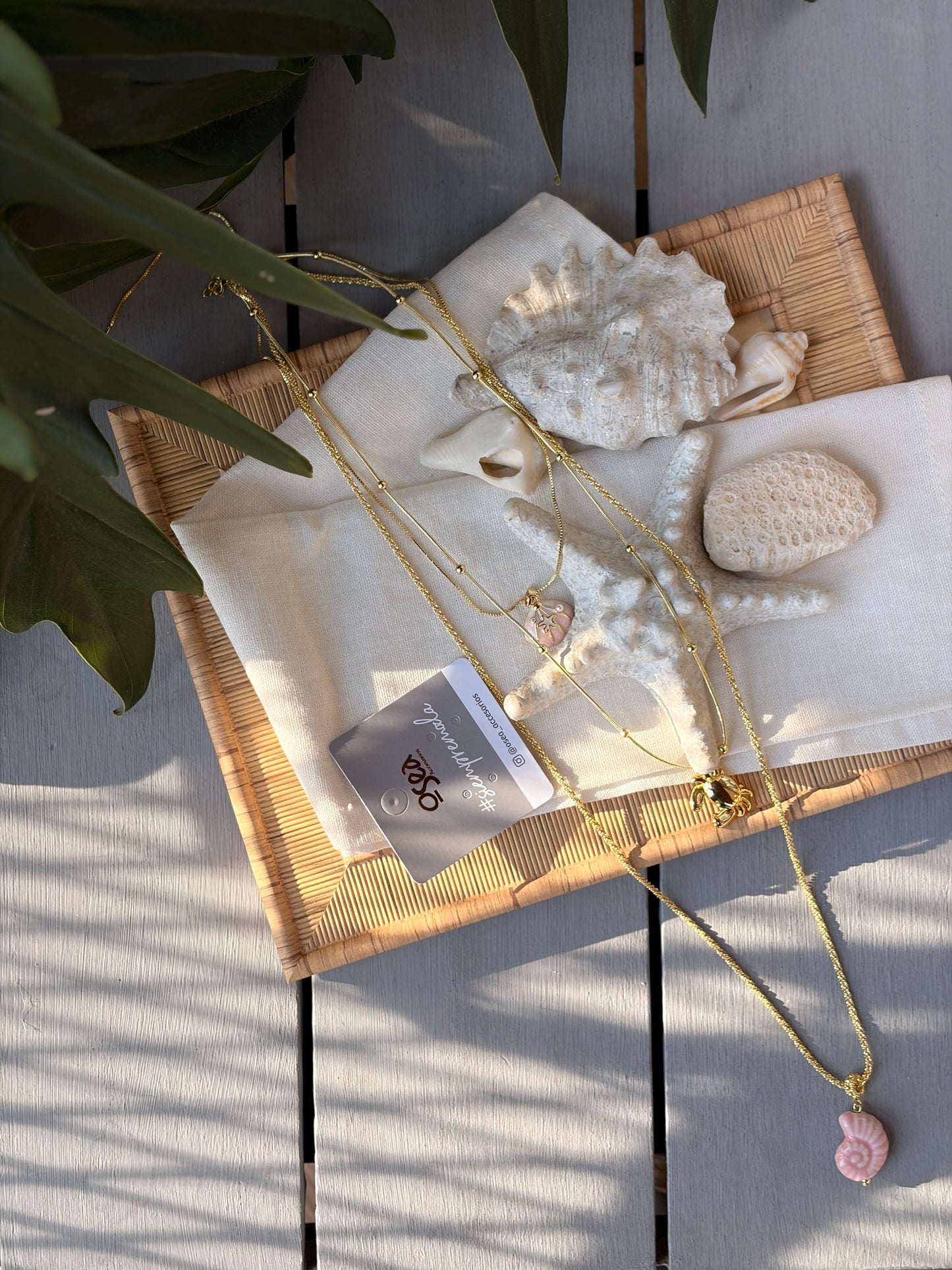 collar triple largo dijes de mar