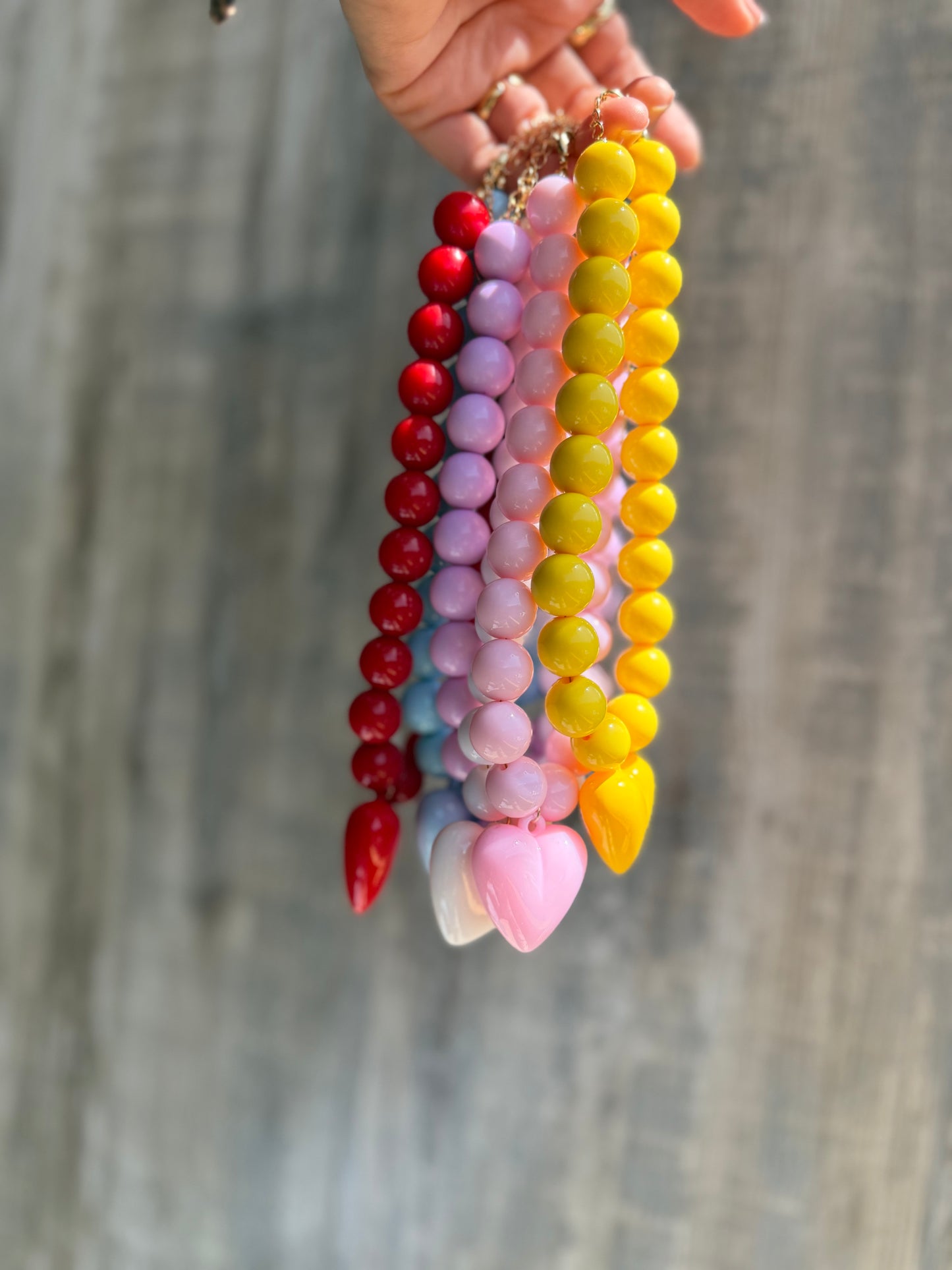 Collar bolas dije corazón