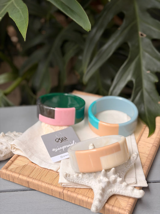 Pulsera multicolor geométrico resina