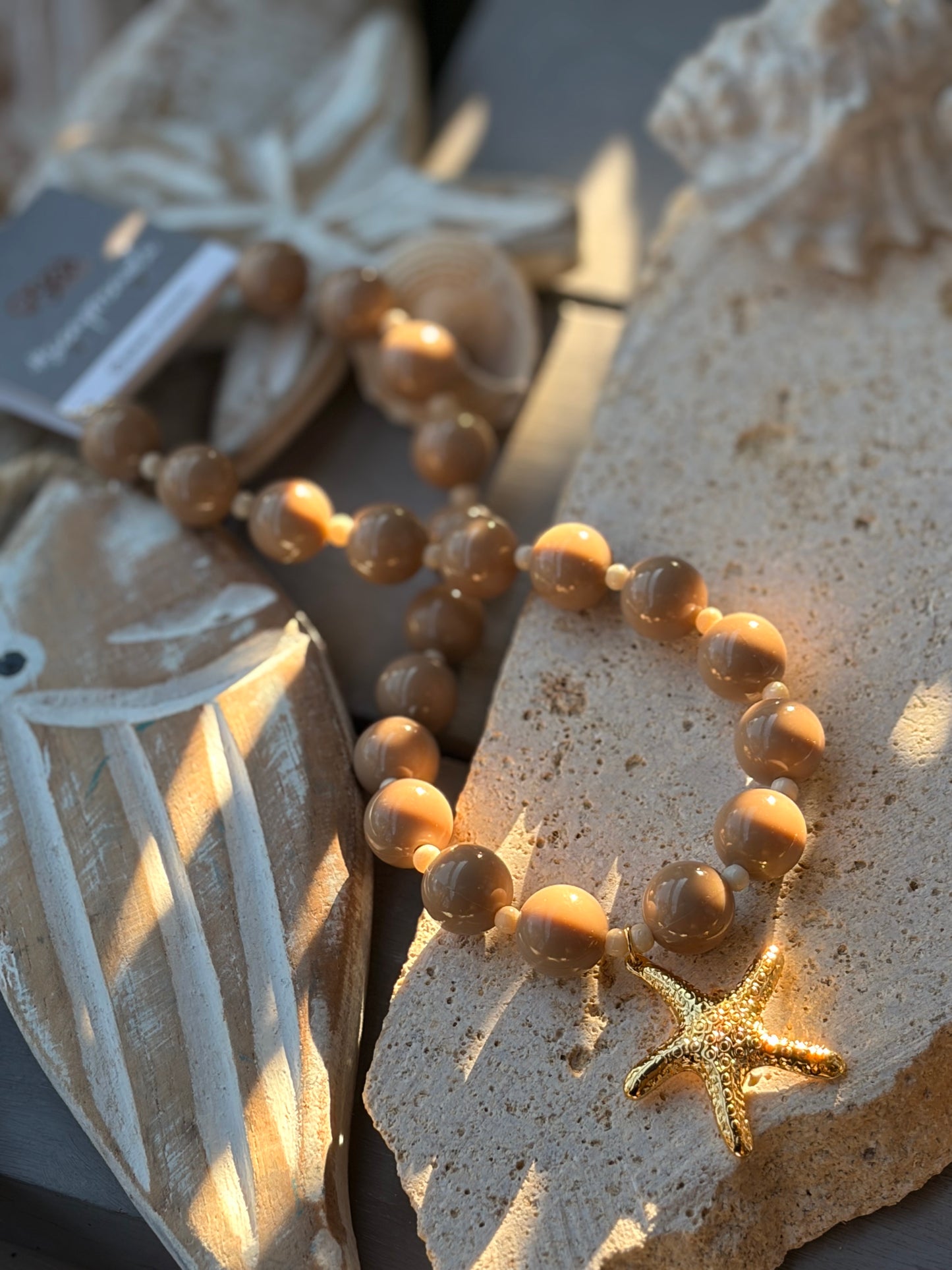 Collar bolas caqui dije estrella 24k