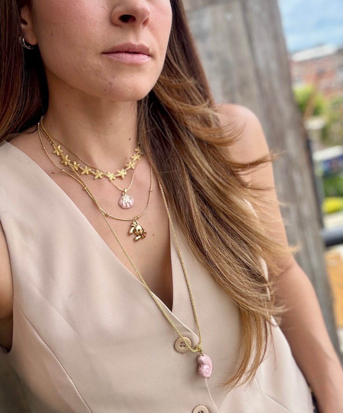 collar triple largo dijes de mar