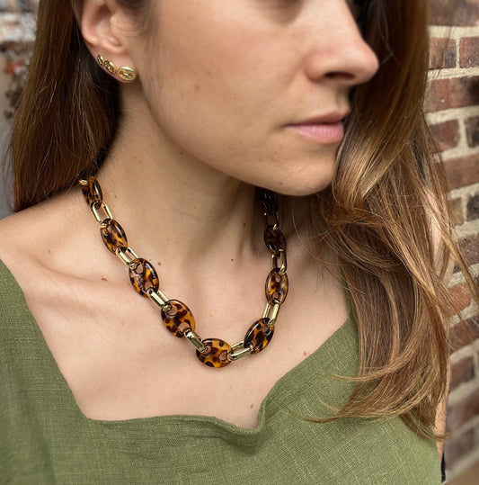 Collar eslabones animal print