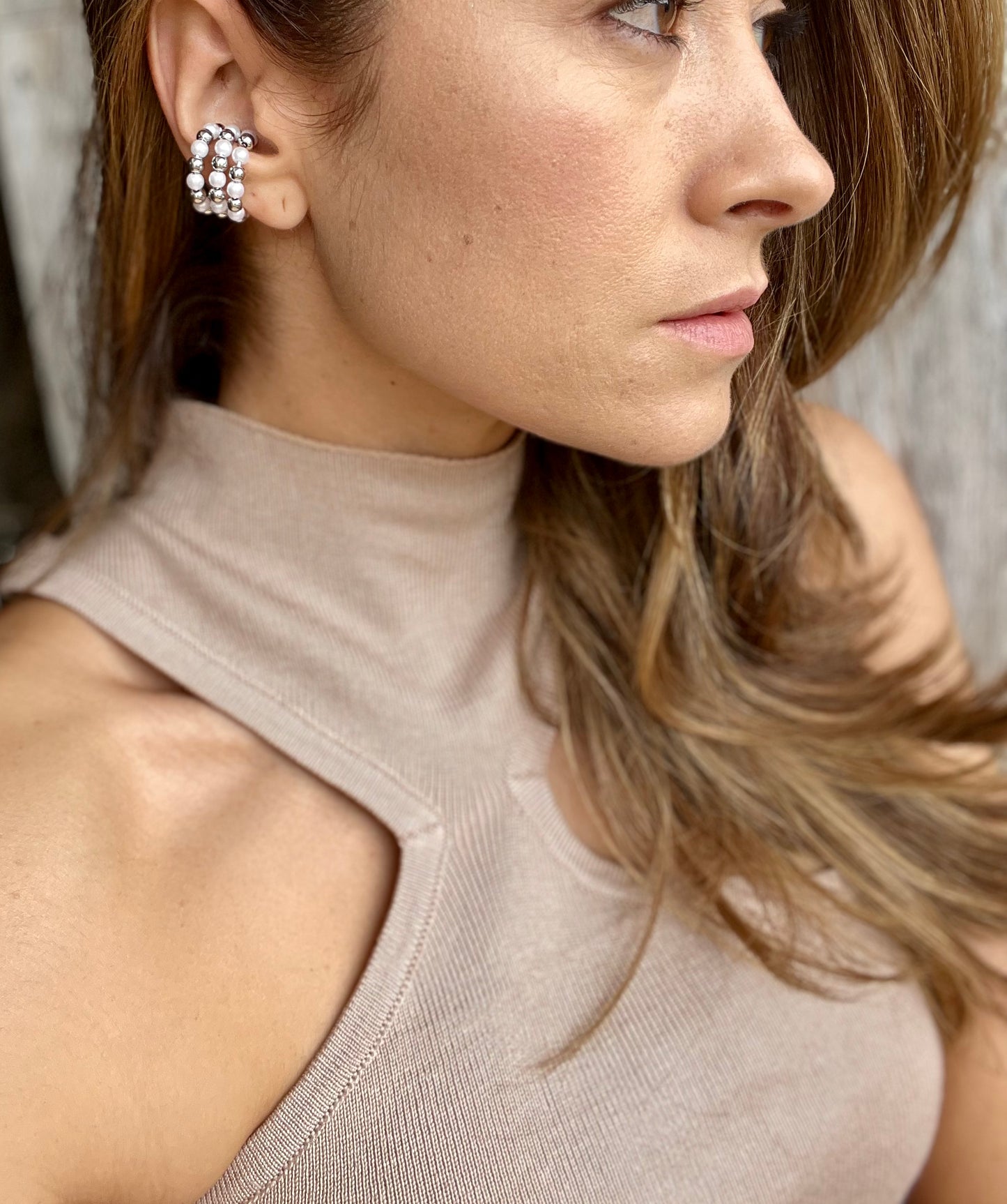 Earcuff balines y perlas