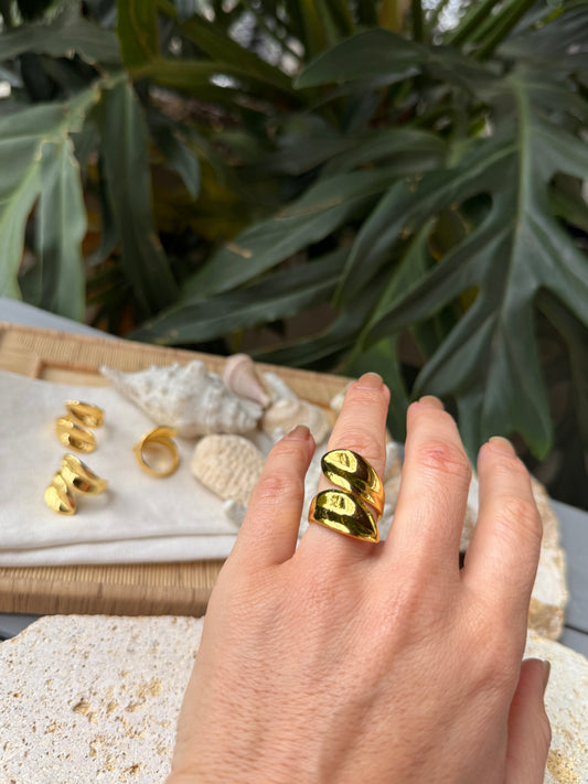 Anillo hojas cruzadas