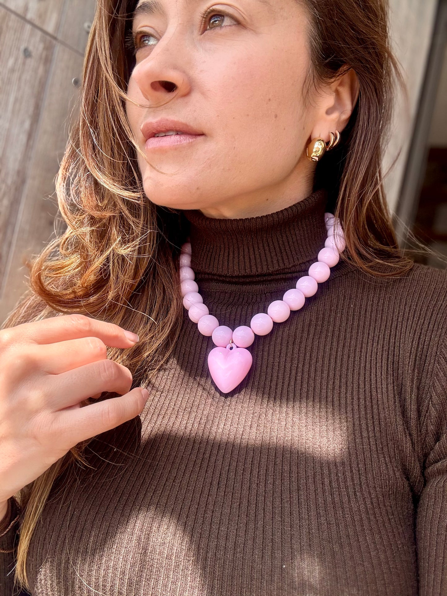 Collar bolas dije corazón