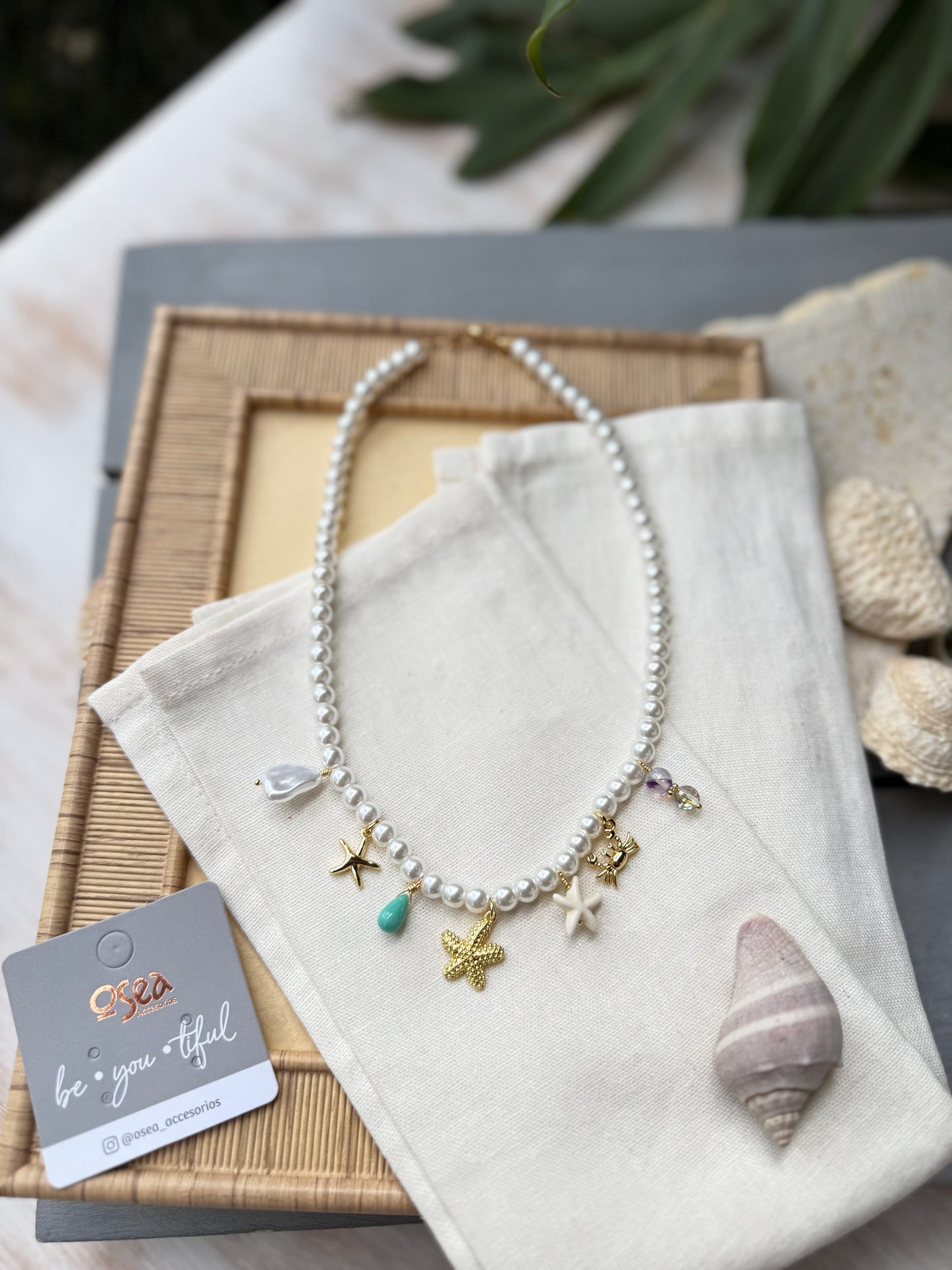 Collar perlas y dijes