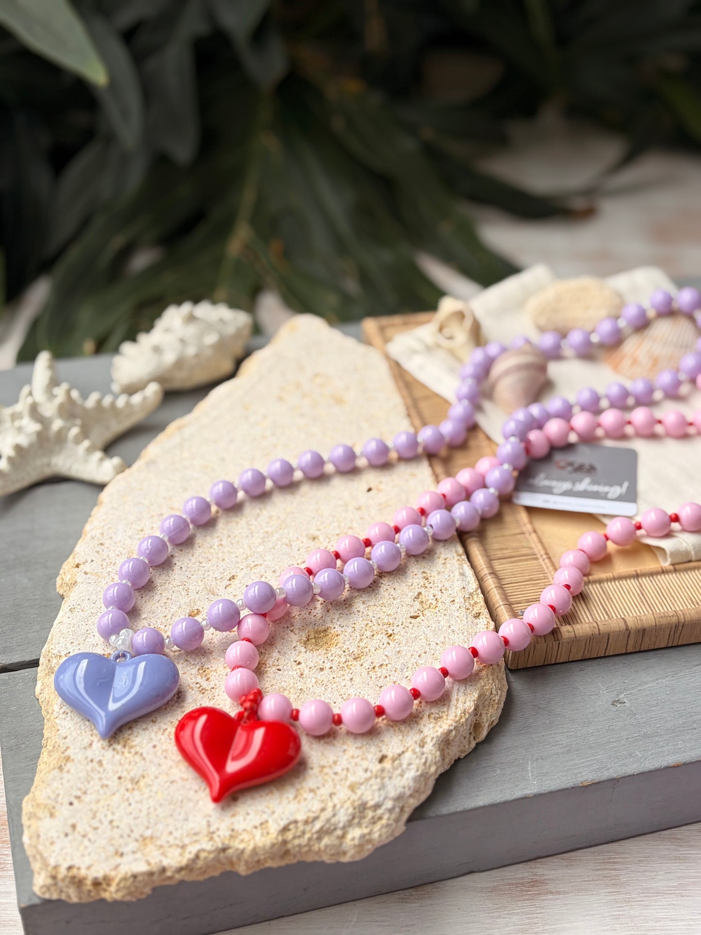 Collar largo bolas dije corazón