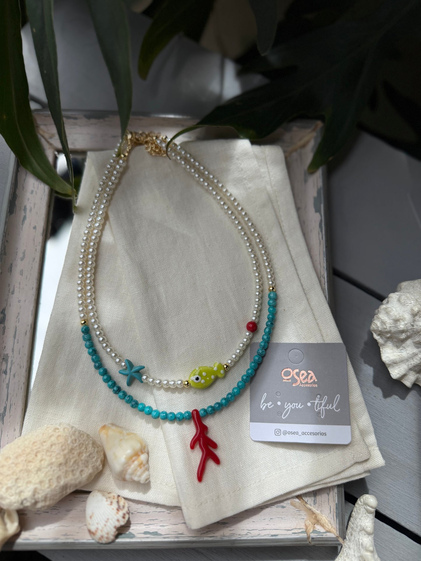 Collar doble pez y coral