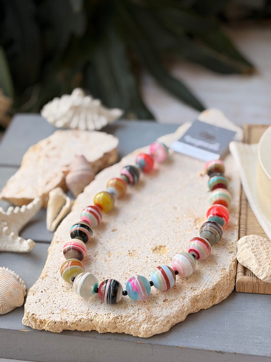 Collar resina bolas matices colores