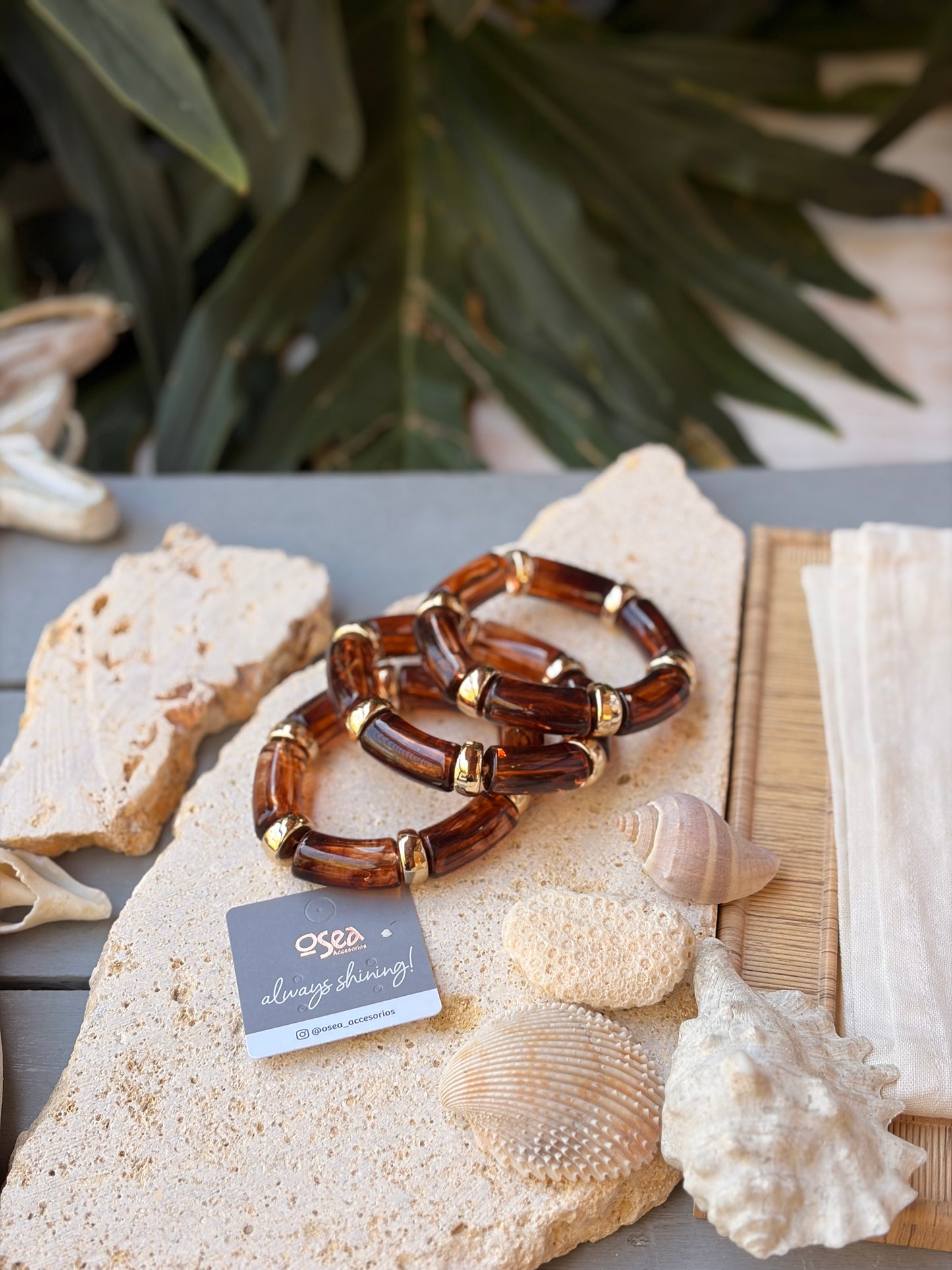 Set pulseras resortadas resina print