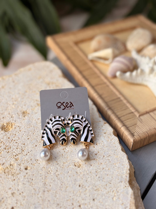 Aretes de cebra en fantasía fina
