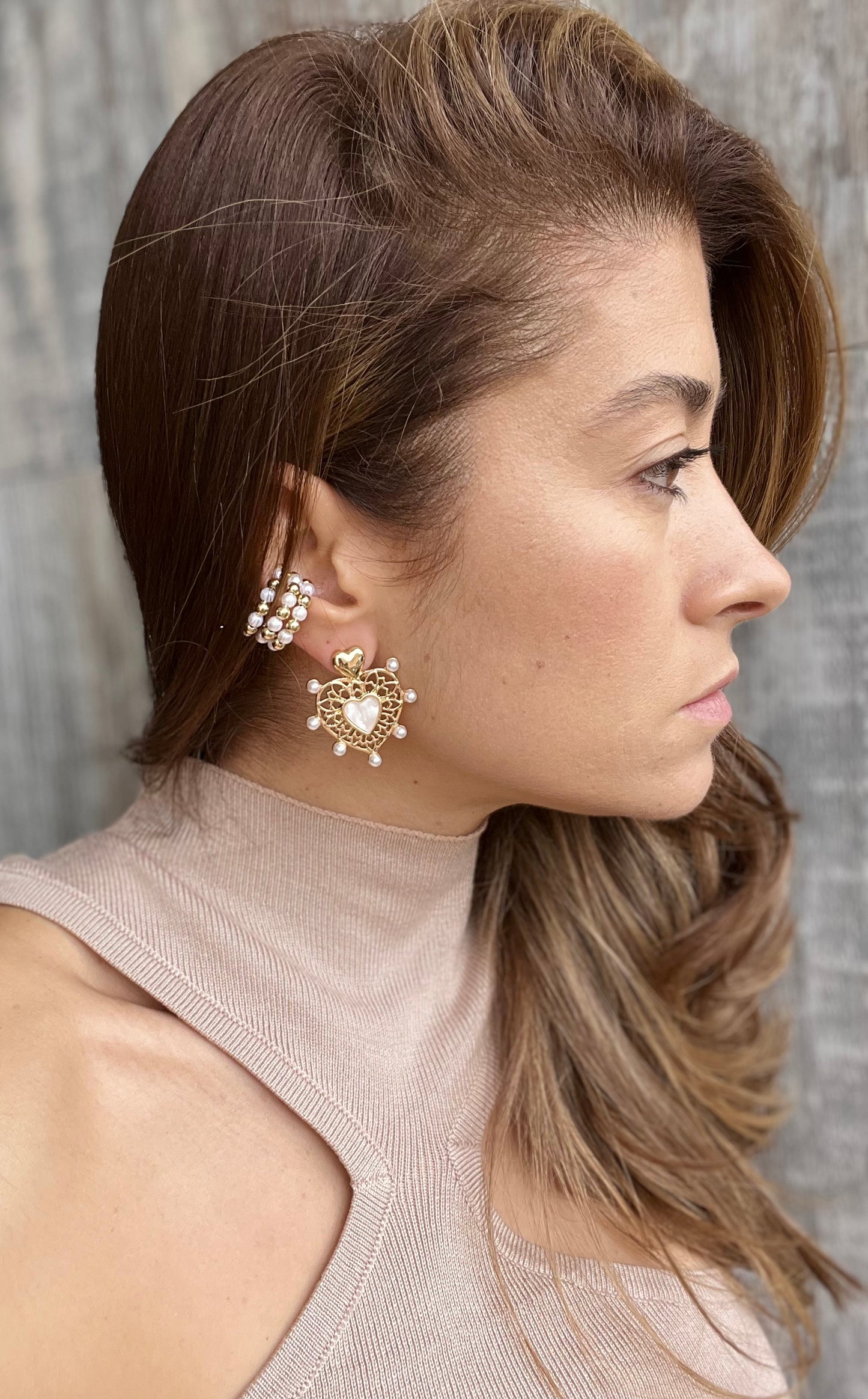 Earcuff balines y perlas