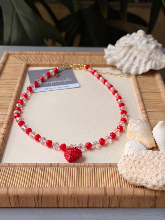 Collar piedras cristal dije corazón