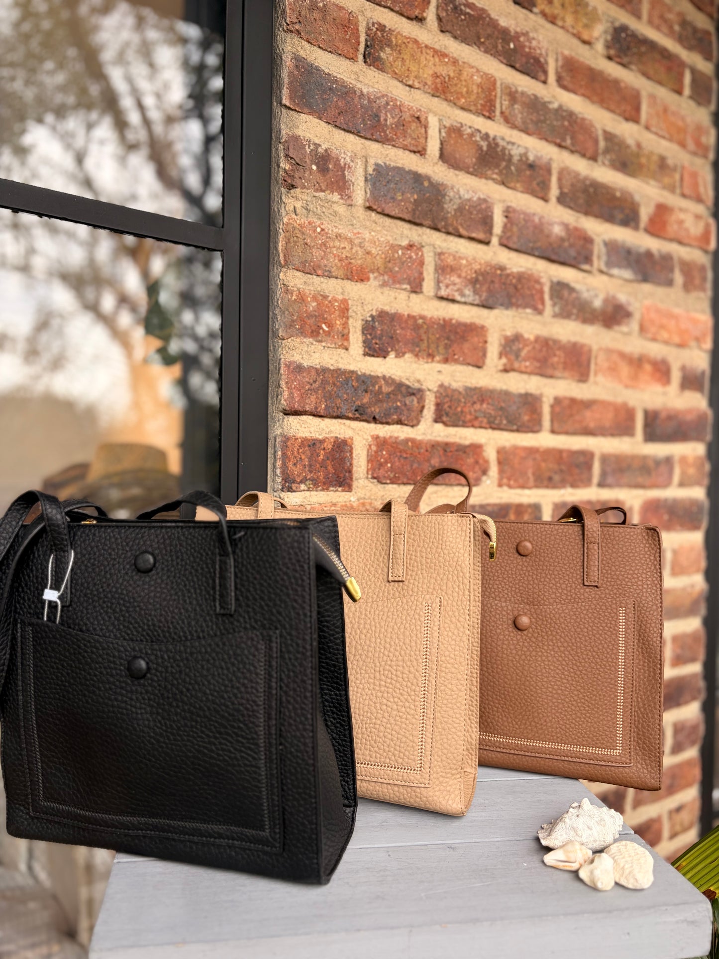 Bolso tipo cuero bolsillo delantero 3 compartimentos