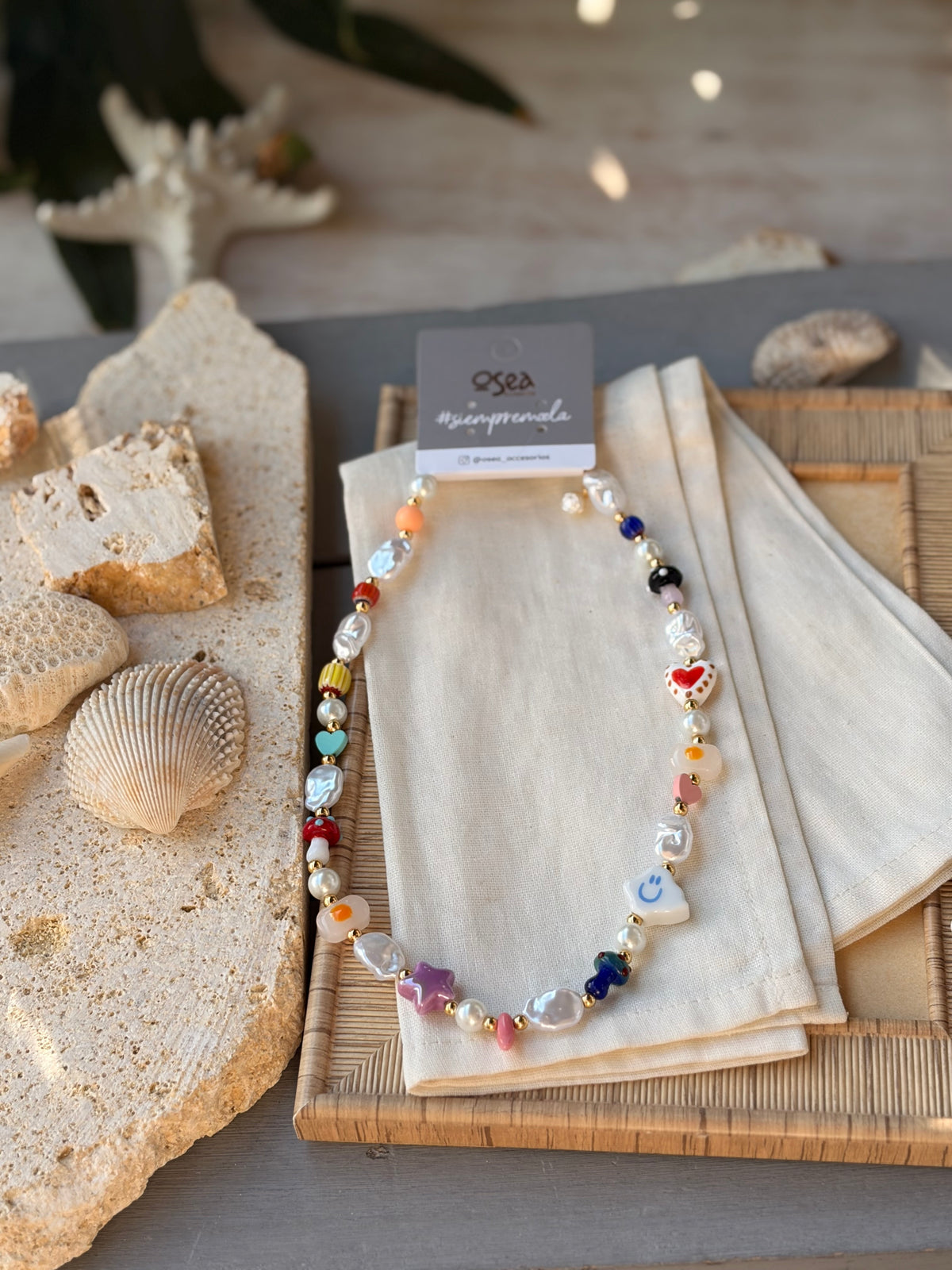 Collar jardín dijes variados nube y corazón