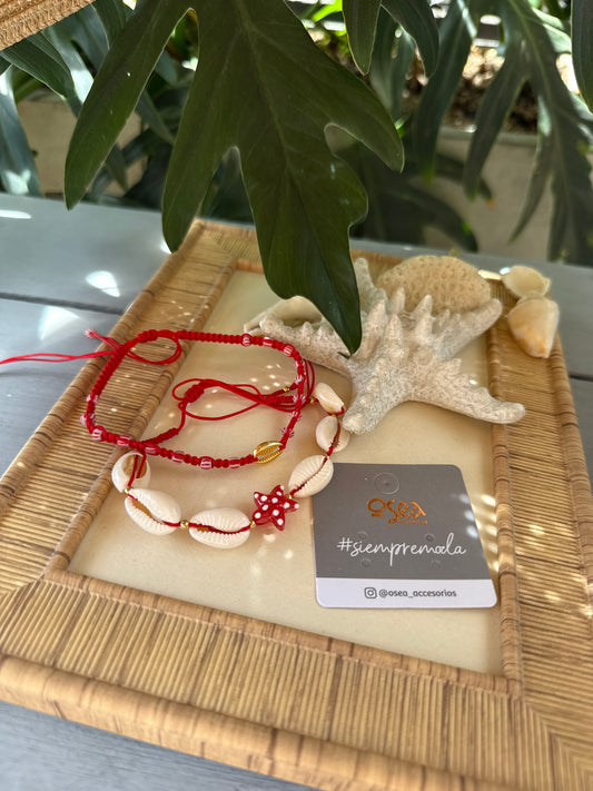 Tobillera doble roja