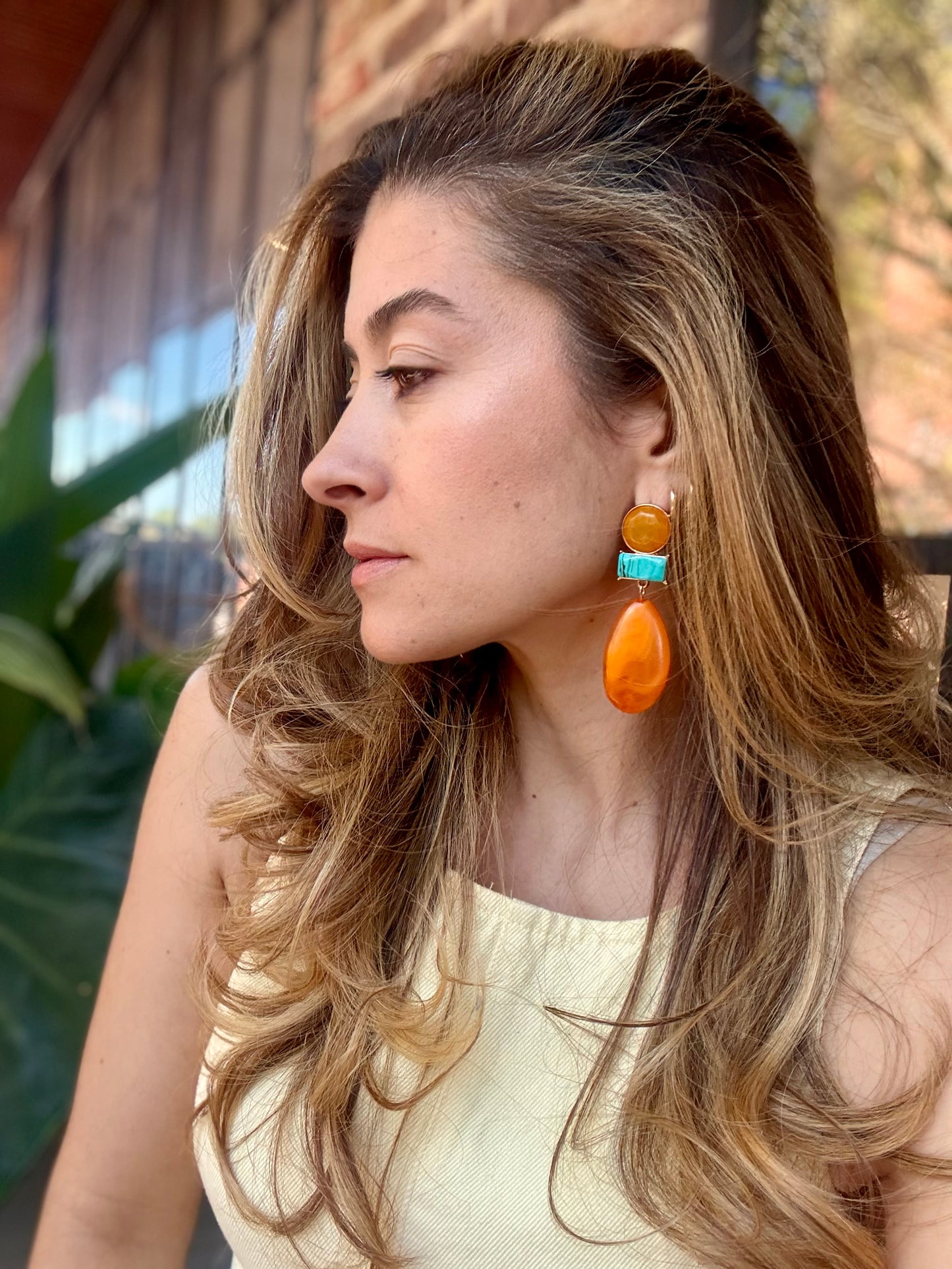 Arete resina naranja