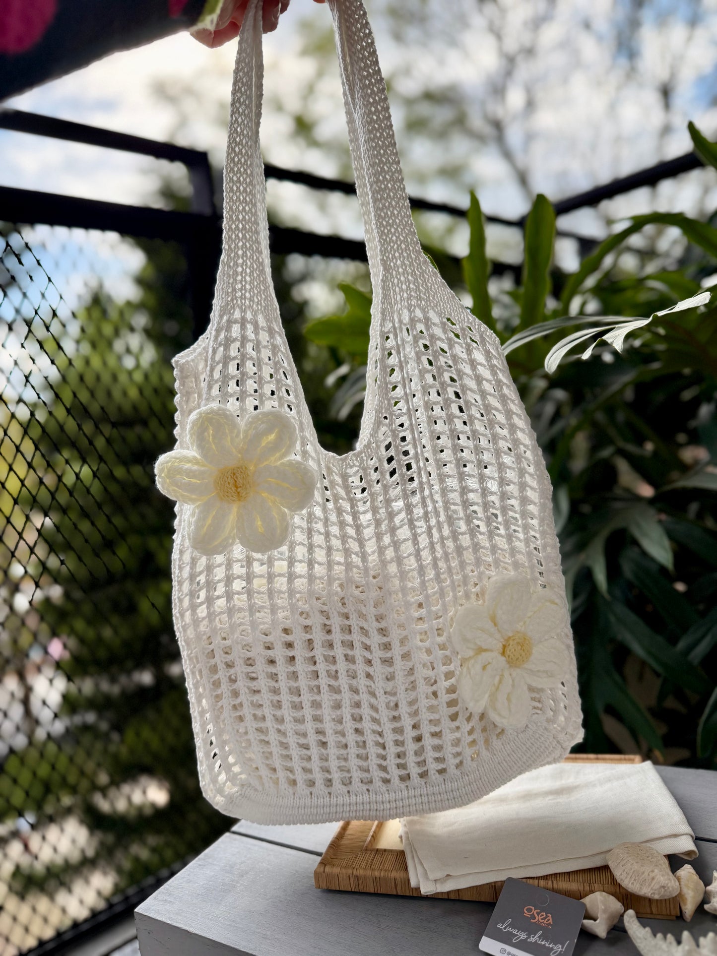 Bolso tejido flor