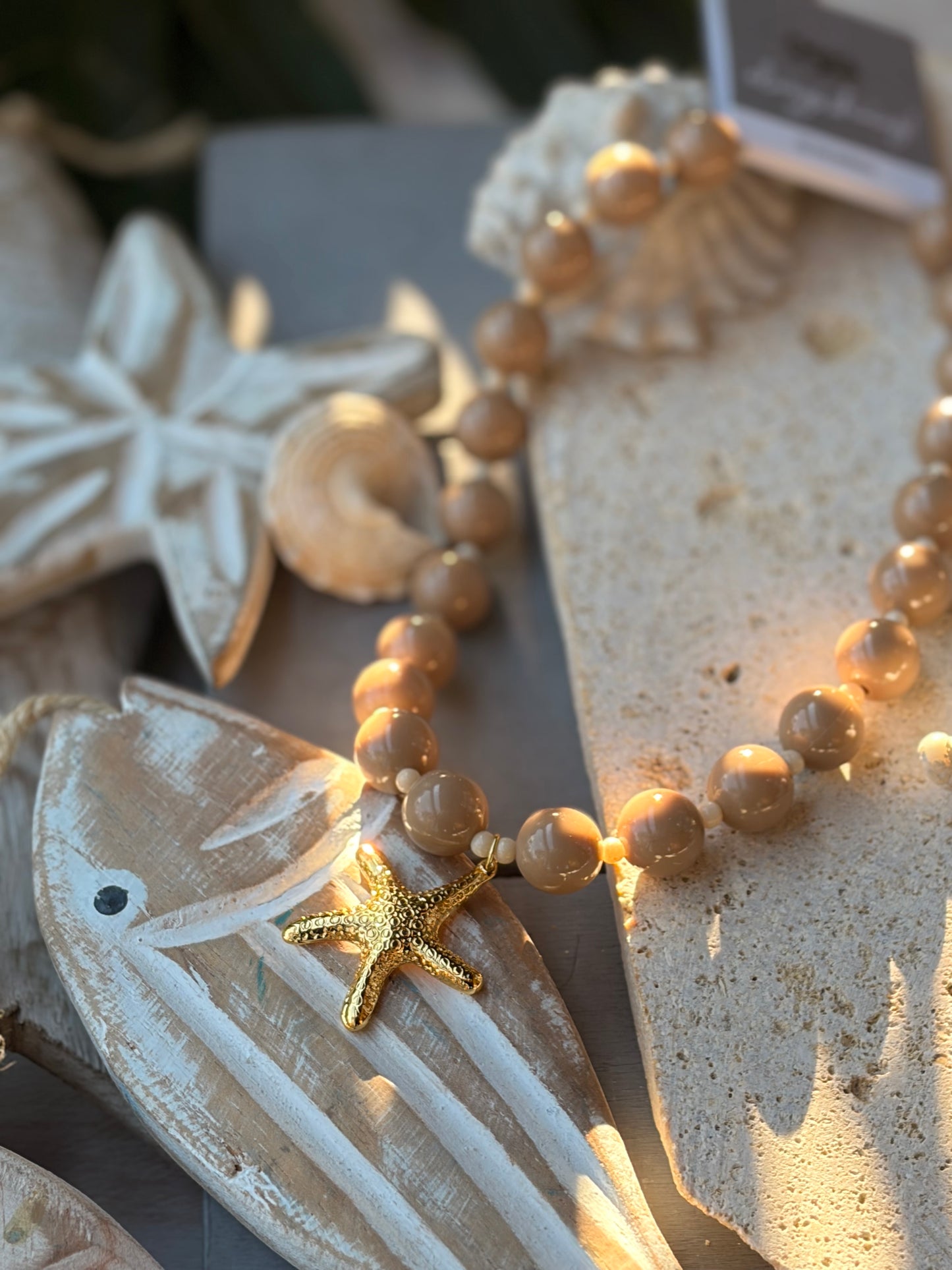 Collar bolas caqui dije estrella 24k