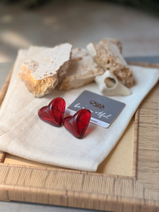 Topos en resina corazón rojo