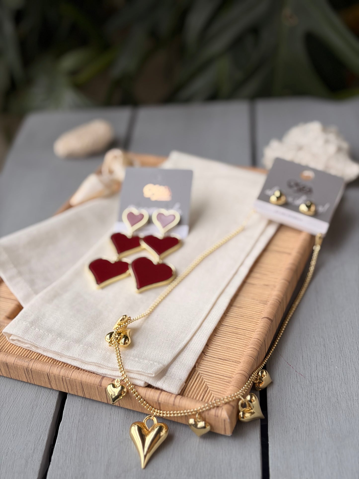 Aretes rodinados triple corazón