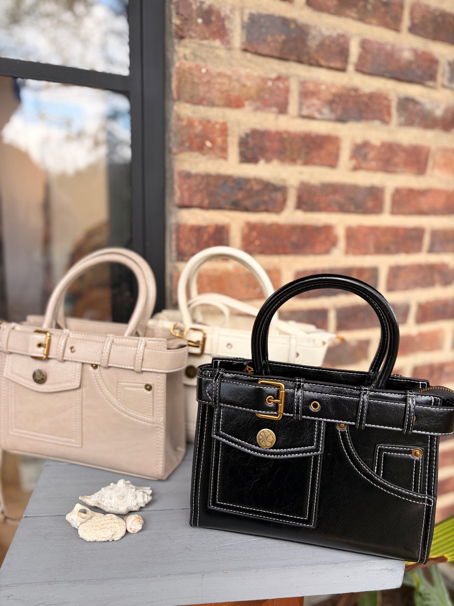 Bolso tipo cuero costura pantalón