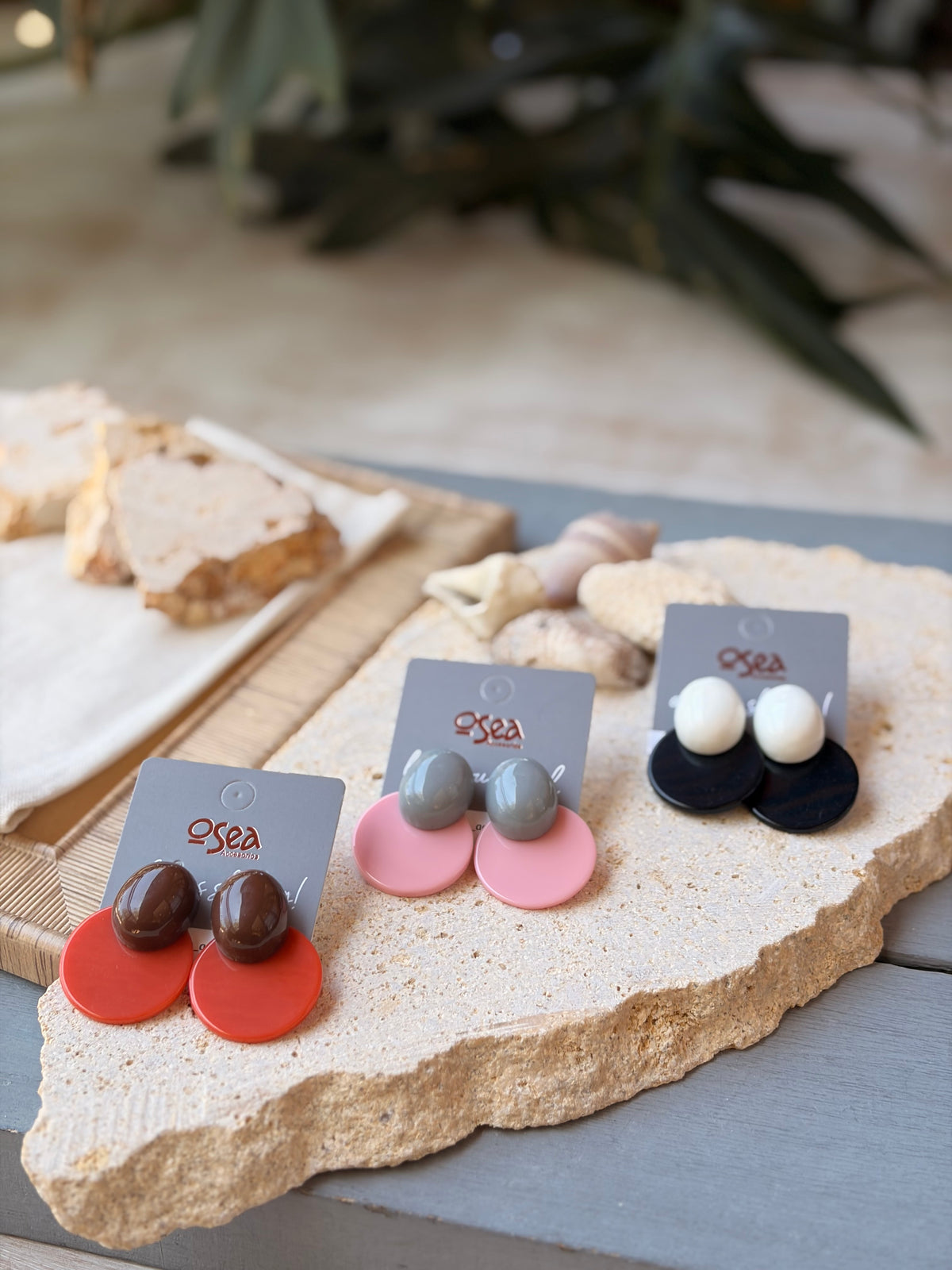 Aretes en topos resina circular doble color