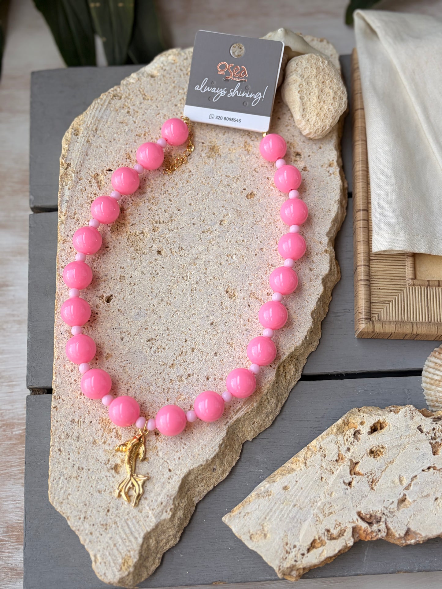 Collar bolas dije pez bailarina 24k