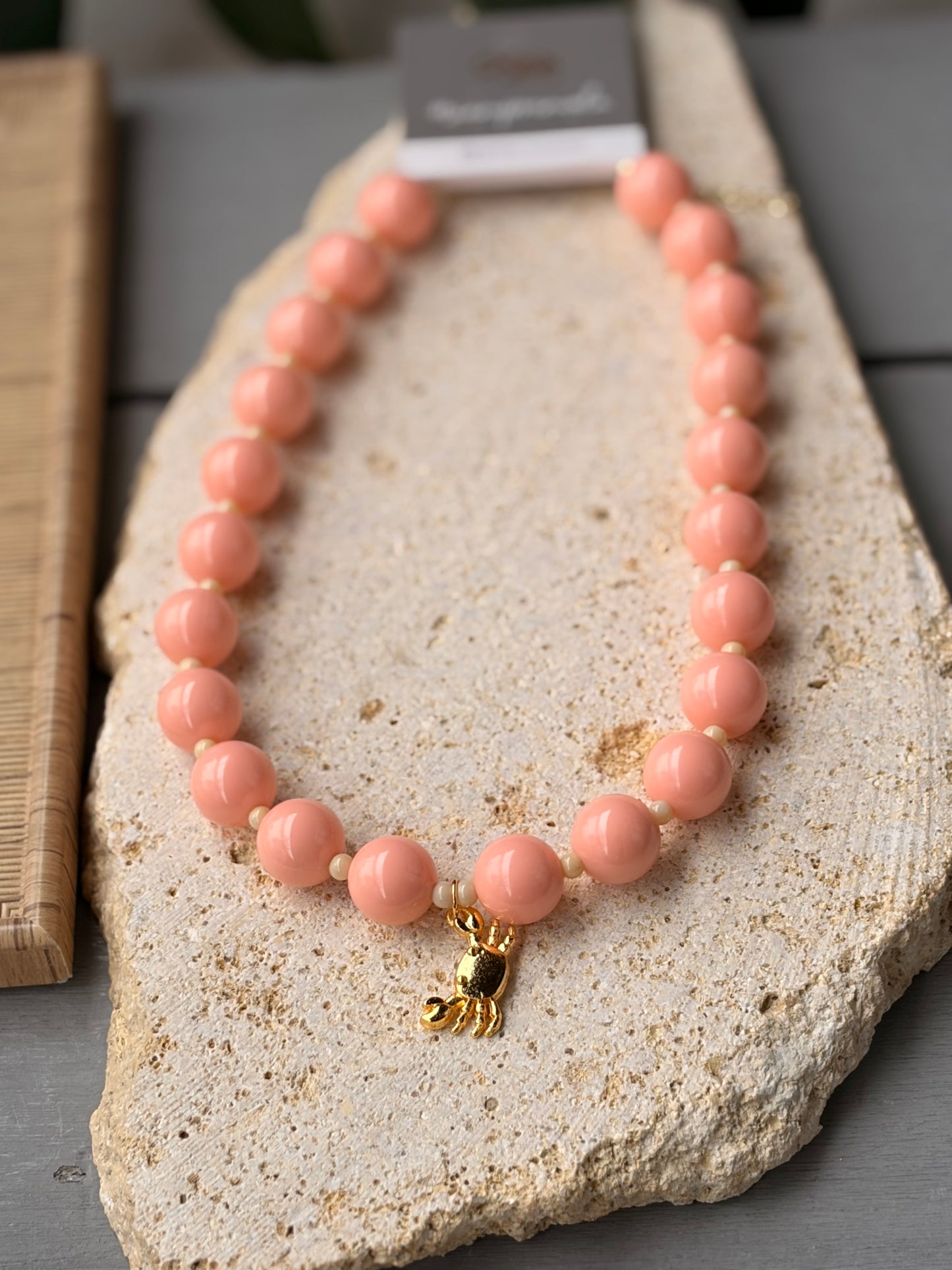 Collar bolas mandarina dije cangrejo 24k