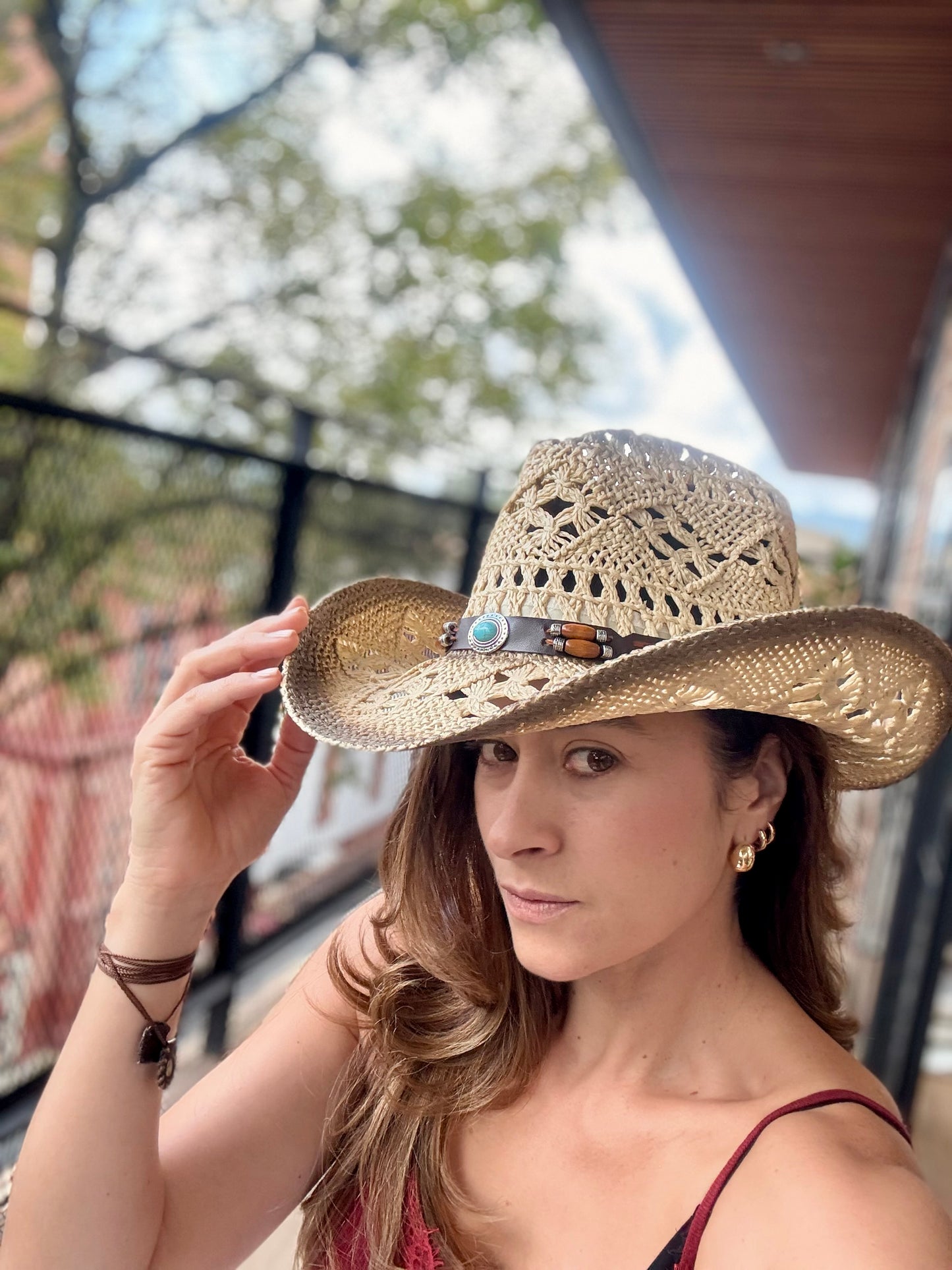 Sombrero rijido macramé con correa