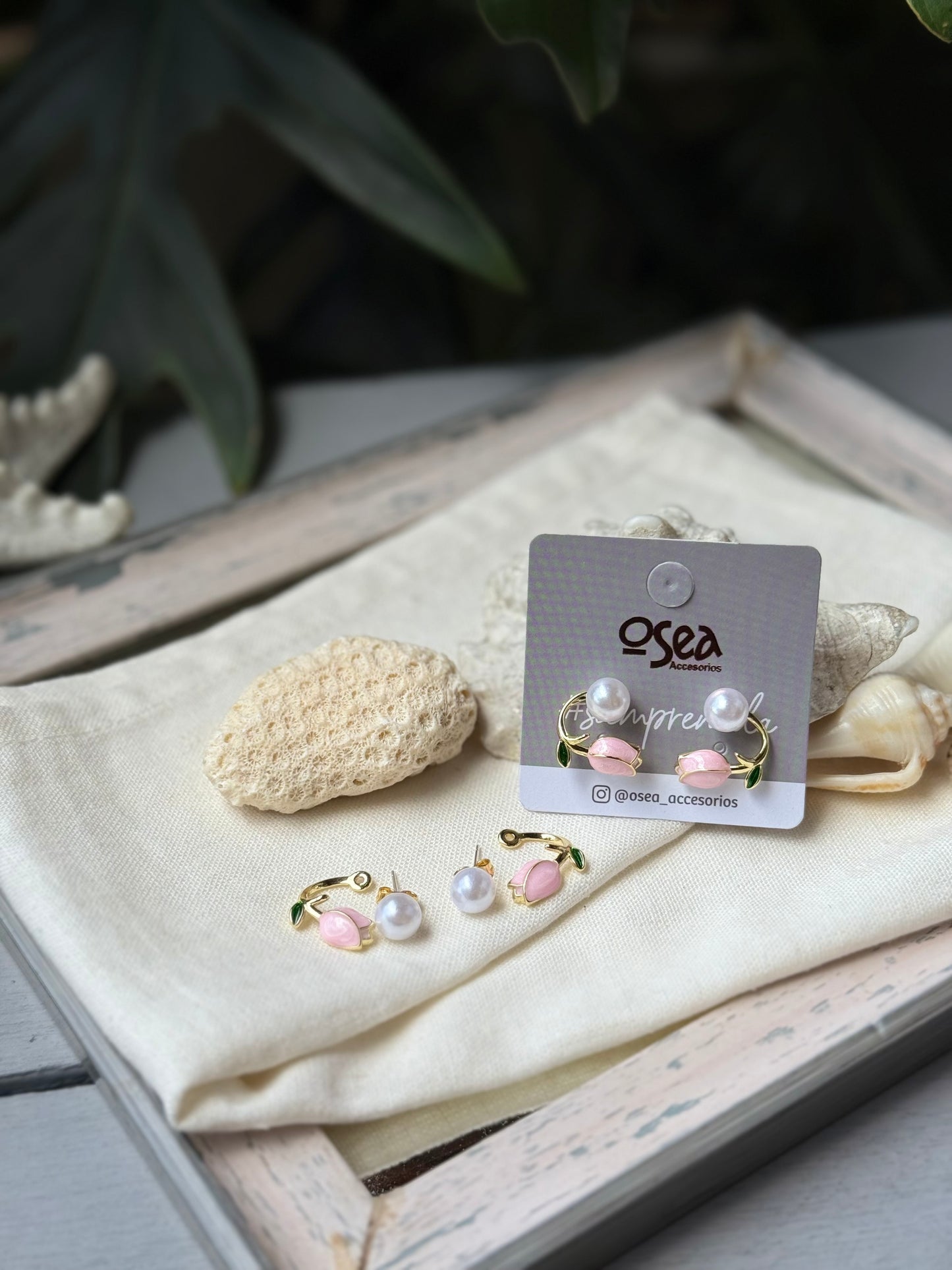 Topos rodinados rosa con perla