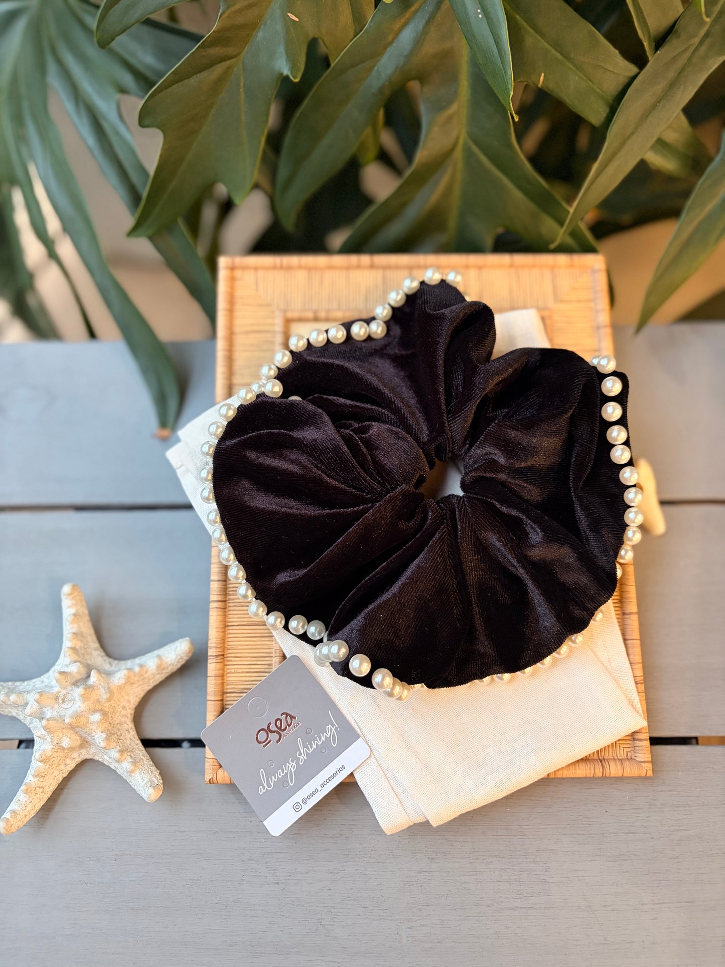 Bamba fina en pana borde perlas