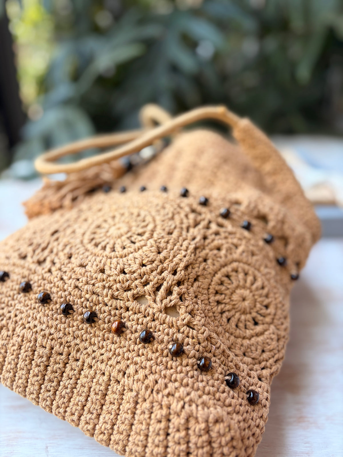 Bolso tejido macramé hilo de algón