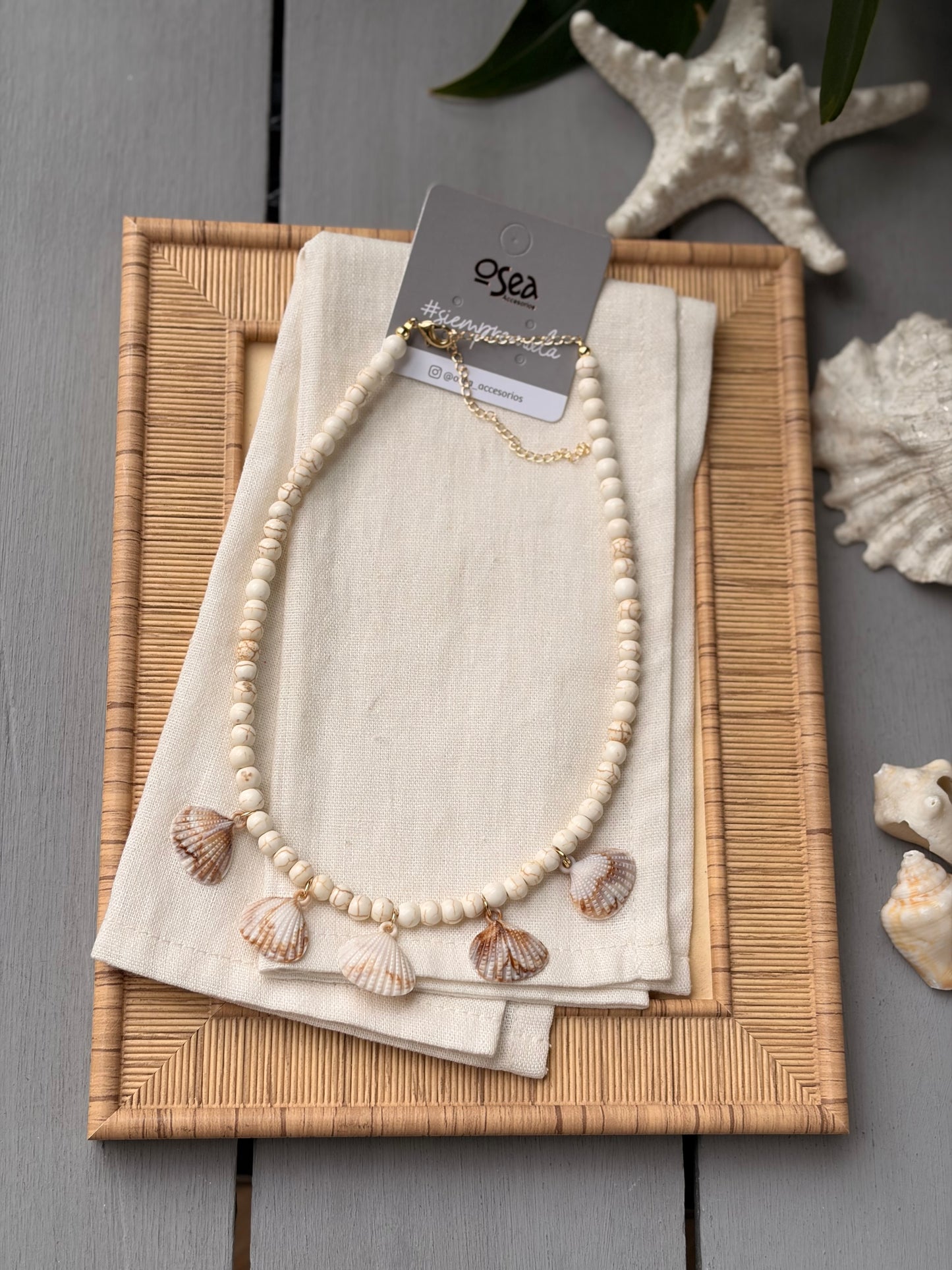 Collar piedras y conchas playa