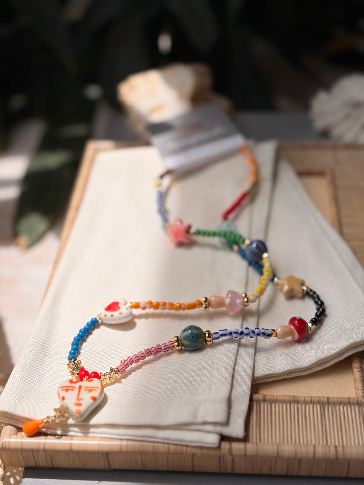 Collar largo colores dijes en cerámica