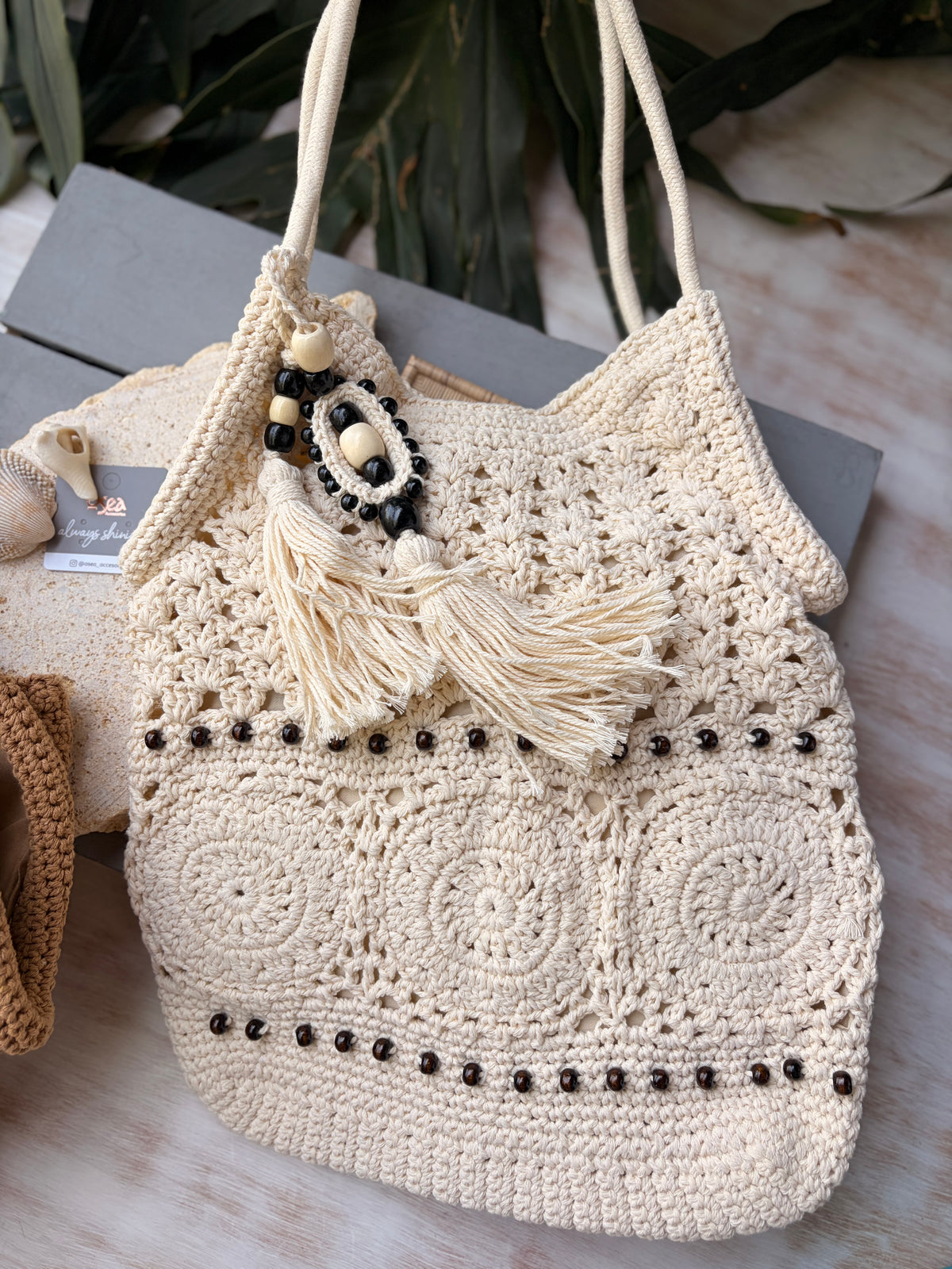 Bolso tejido macramé hilo de algón