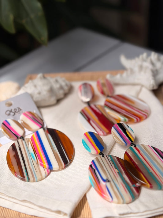 Aretes en resina doble óvalo