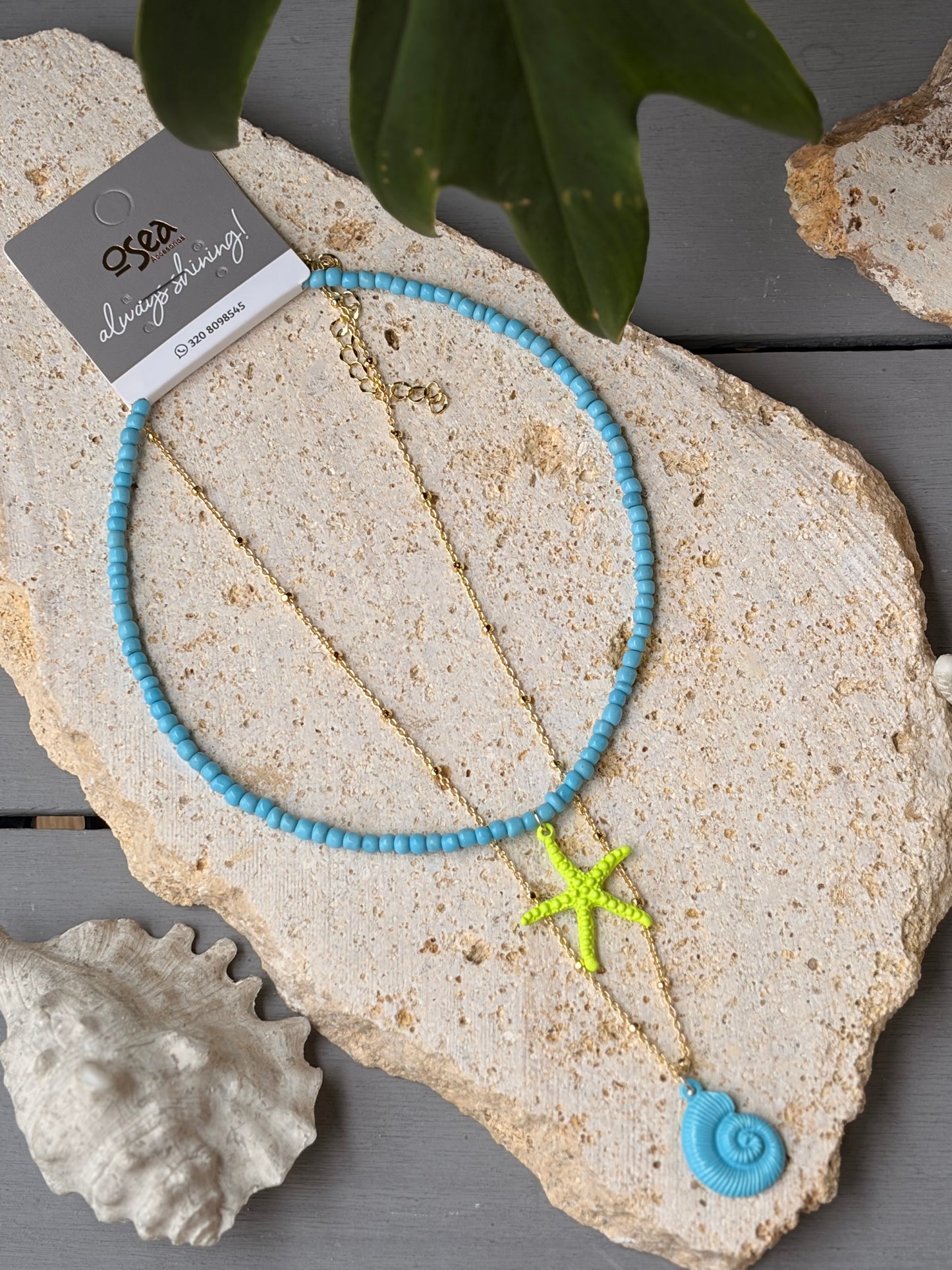 Collar doble mar colores vivos