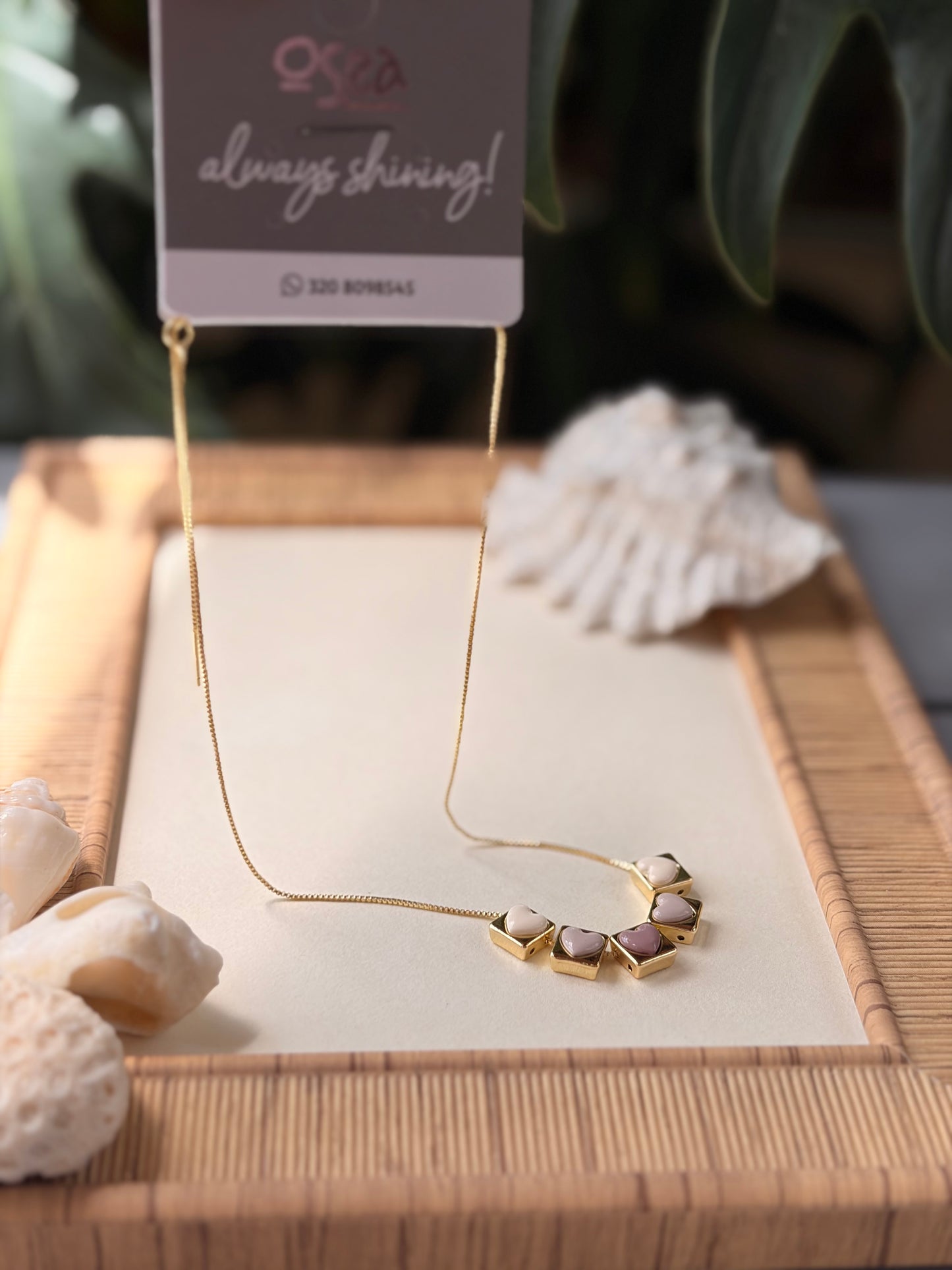 collar rodinado colección de corazones