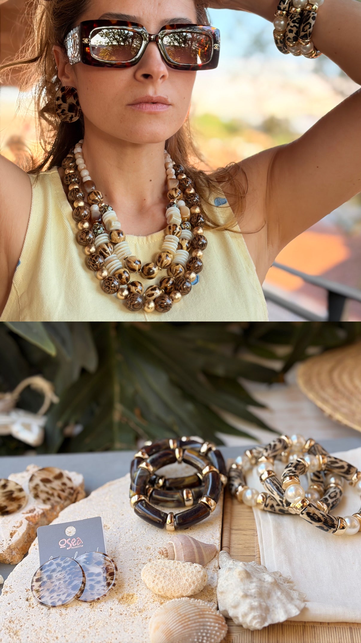 Set pulseras resortadas resina print