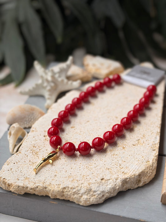 Collar bolas vinotinto dije tiburón 24k