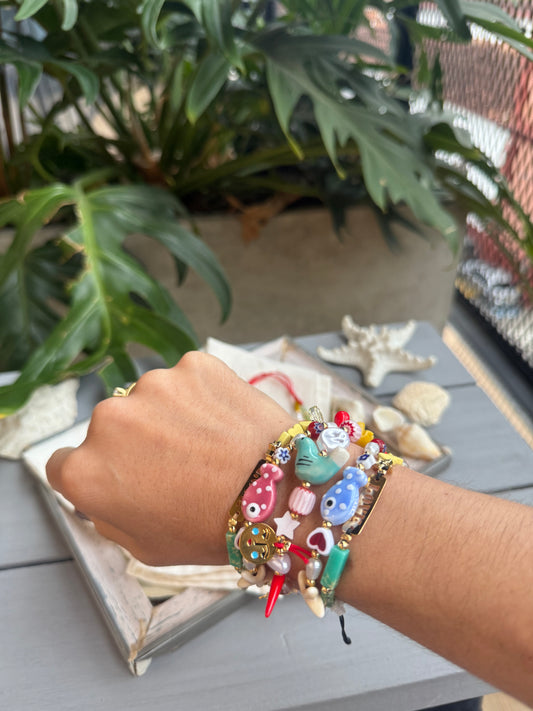 Pulsera doble en hilo pez
