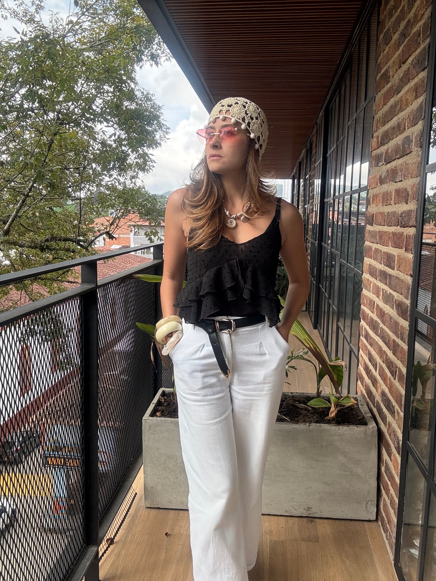 Gorro croché con bolas